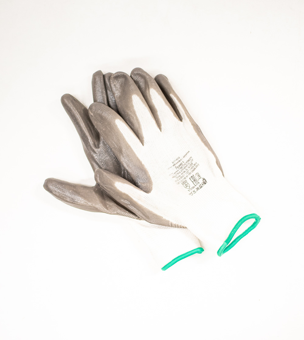 Перчатки нейлоновые с нитриловым покрытием р. 8 сер./бел. Strong