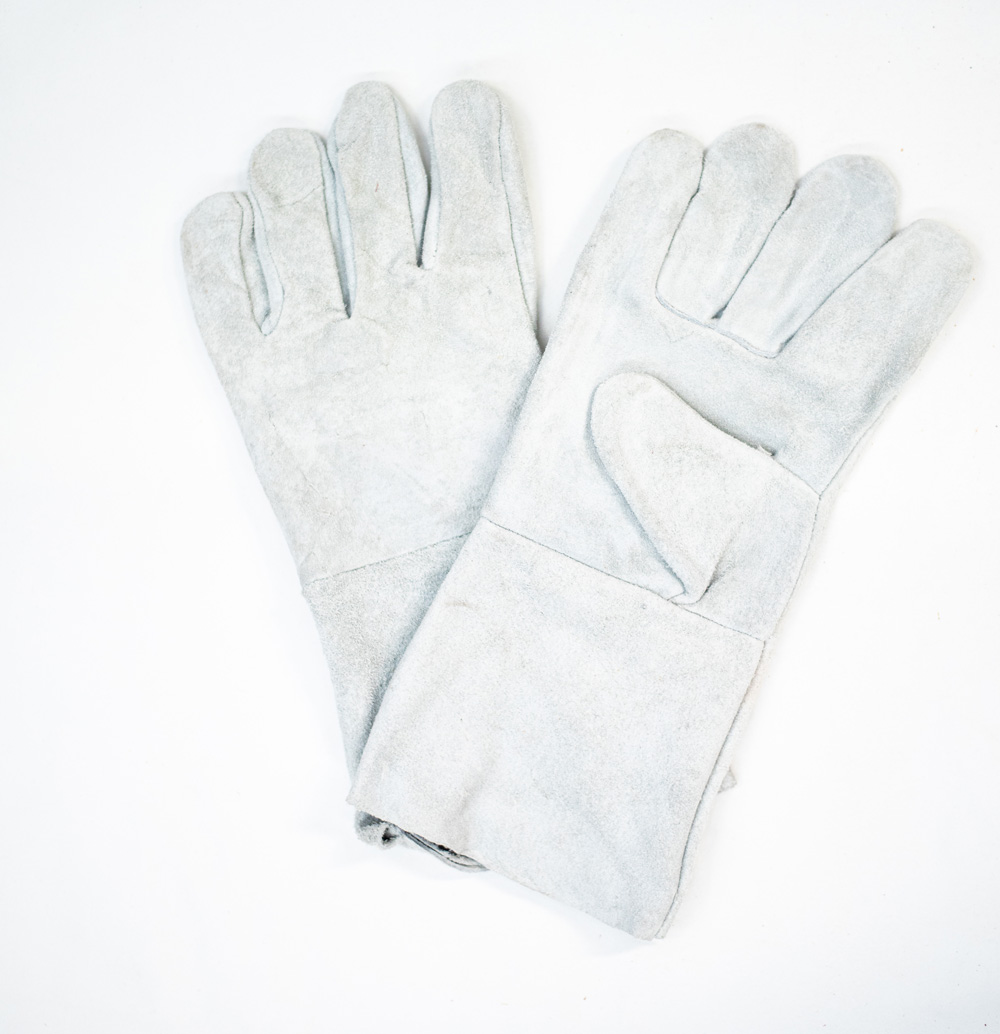 Перчатки кожаные(спилковые), длина 35см, размер 14 КРАГА СЕРАЯ, Strong