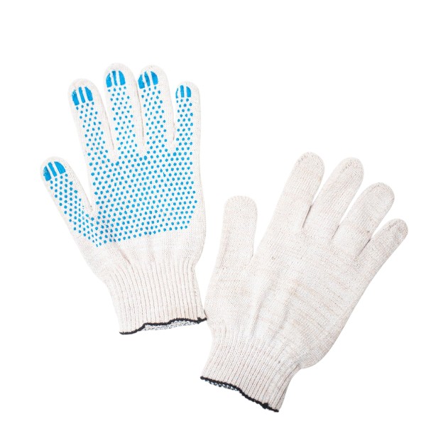 Перчатки рабочие х/б 4-нитка 10 кл с ПВХ белые